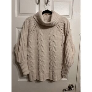 Moon & Madison Sweater Small Chunky Cable Knit Cowl Neck Pullover Cozy Cream